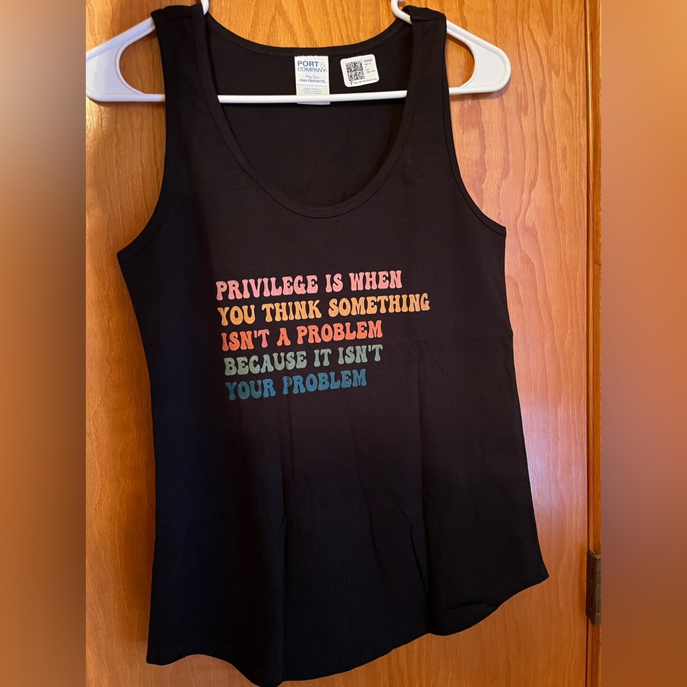 Privilege Black Multi Graphic Tank Top